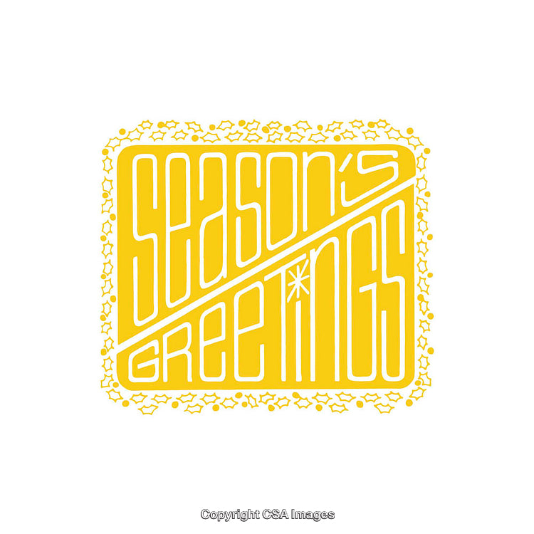 Stylized Yellow Season's Greetings Poster with Festive Border