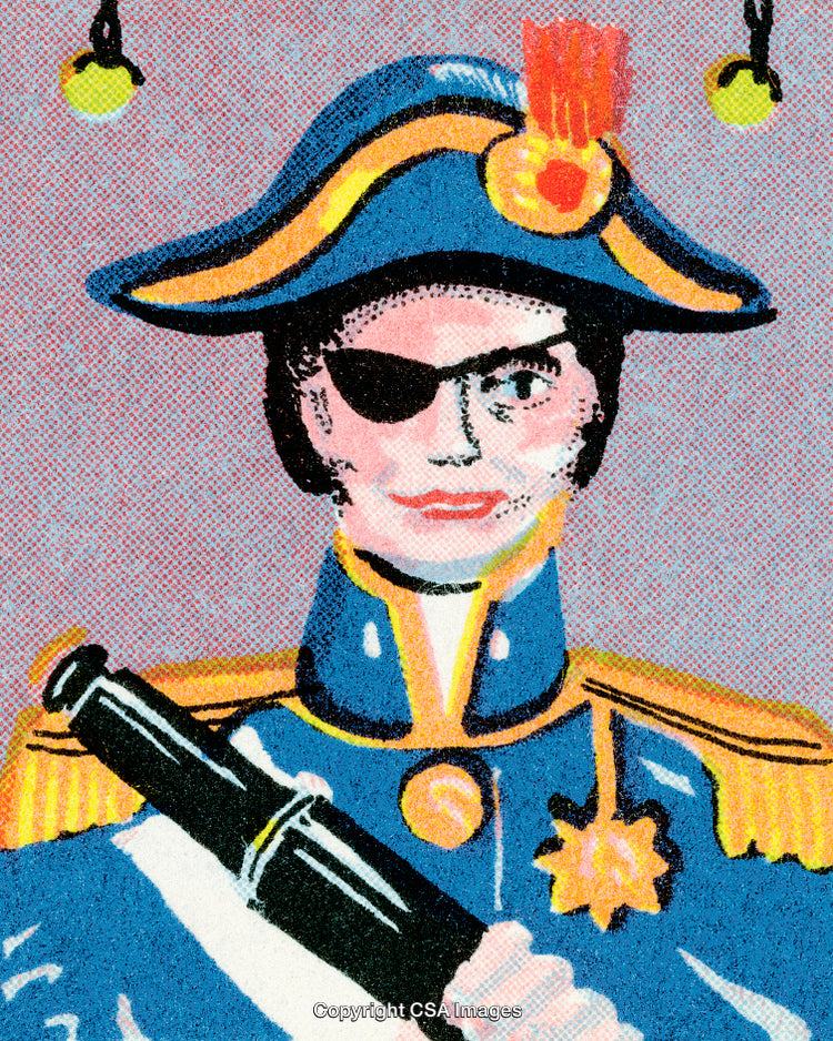 Vintage Styled Illustration of a Pirate Captain With a Distinctive Outfit