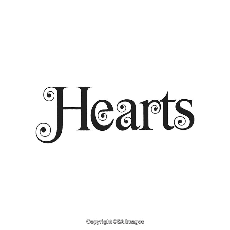 Elegant Black Decorative Typographic Design with the Word 'Heart' on White