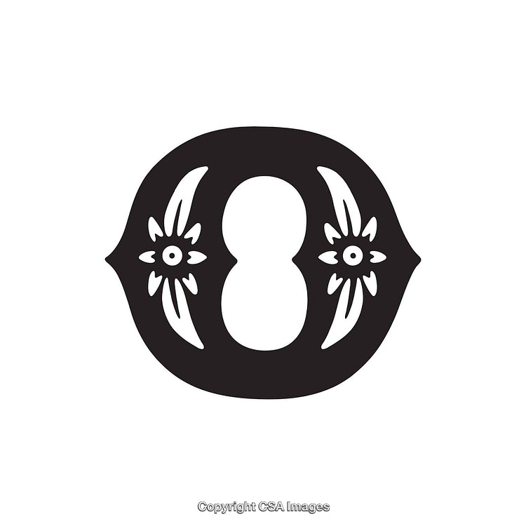 Intricate Black Decorative Letter O Design with Floral Patterns
