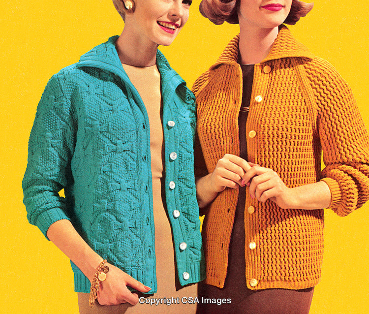 Retro Fashion Style Featuring Knitted Cardigans in Colorful Design