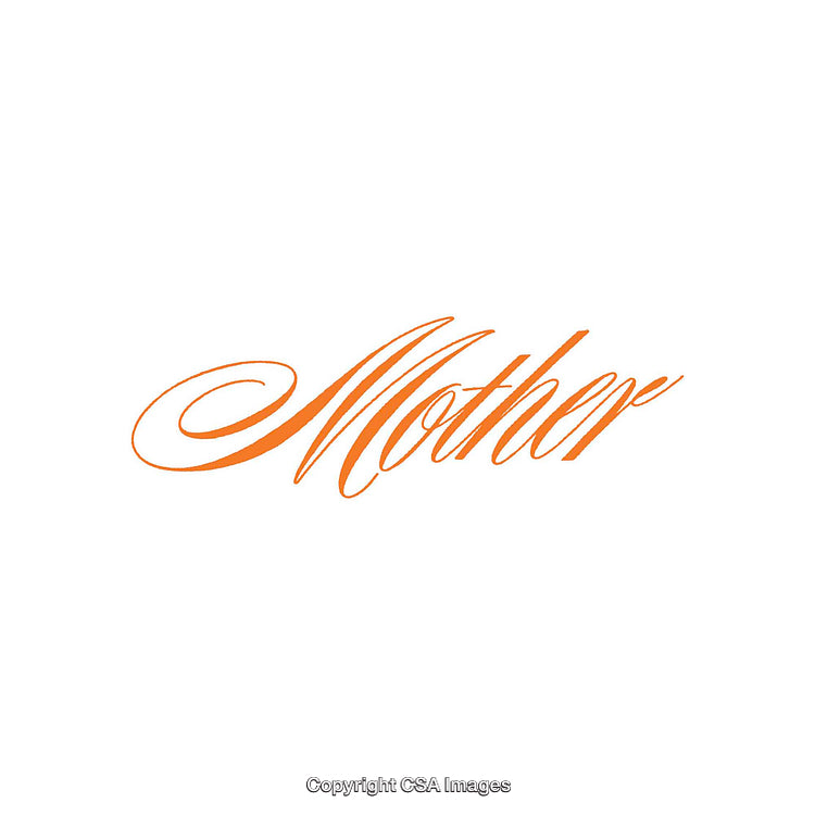 Elegant Orange 'Mother' Calligraphy on White Background