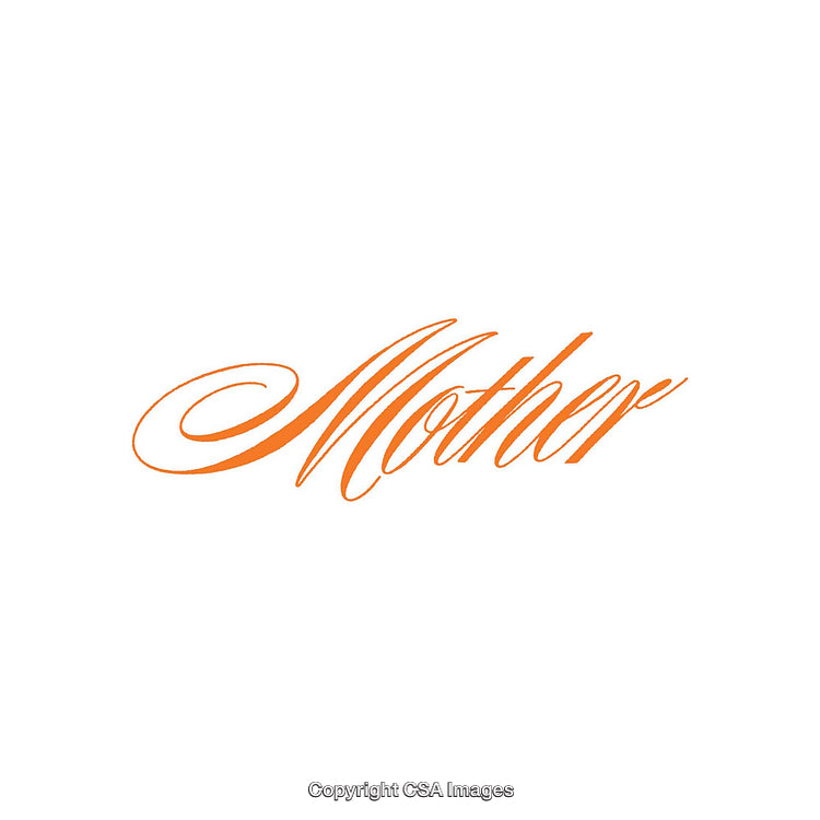 Elegant Orange 'Mother' Calligraphy on White Background