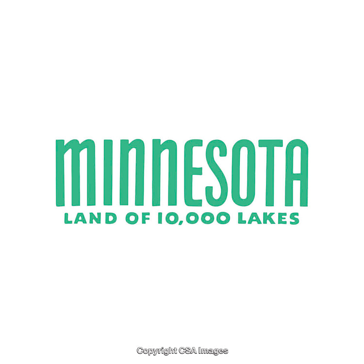 Minnesota Land of 10,000 Lakes Text in Green Typography