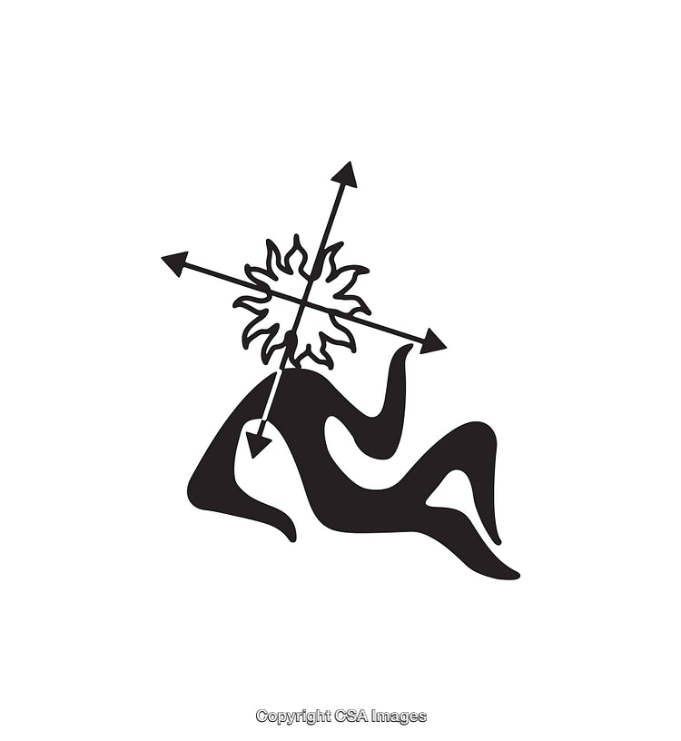 Abstract Black and White Silhouette Icon With Geometric Arrows and Shapes