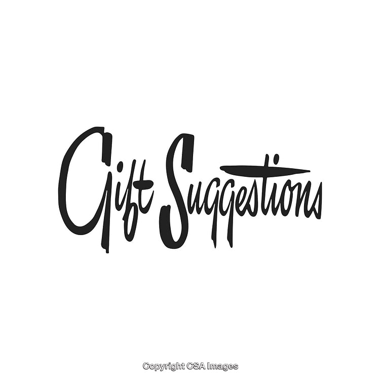 Black Handwritten Text 'Gift Suggestions' on a White Background