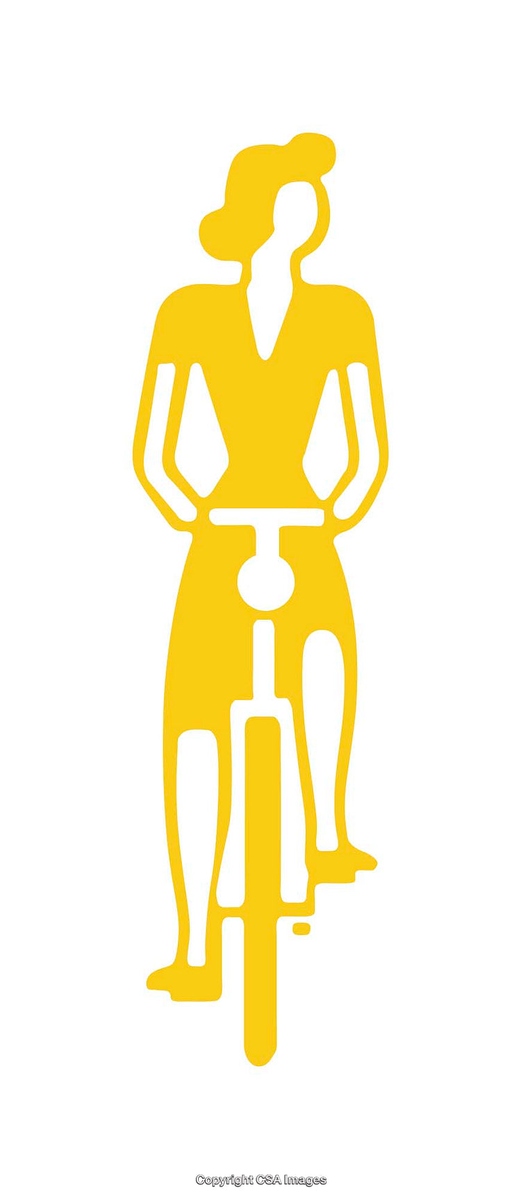 Yellow Silhouette of Cyclist Riding a Bicycle in Minimalist Modern Design