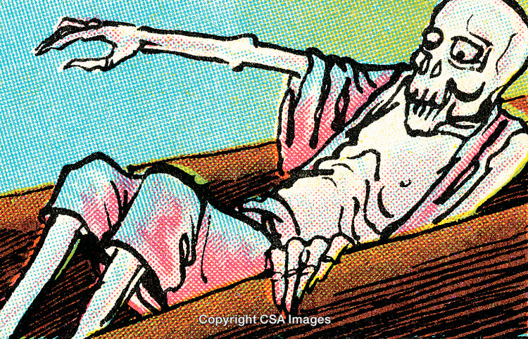 Skeleton Depiction in Vibrant Pop Art Style Digital Illustration