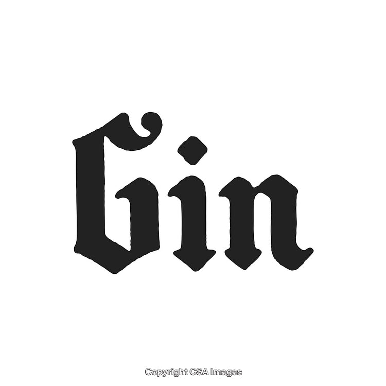 Vintage Blackletter Typography Design Featuring the Word Gin in Bold Style