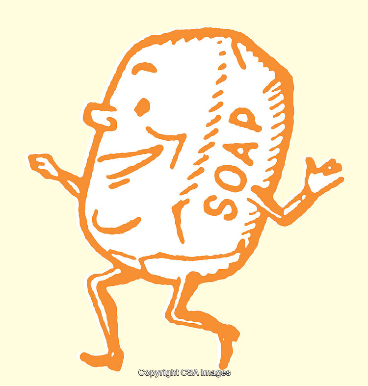 Whimsical Orange Illustration of Soap Bar with Anthropomorphic Features