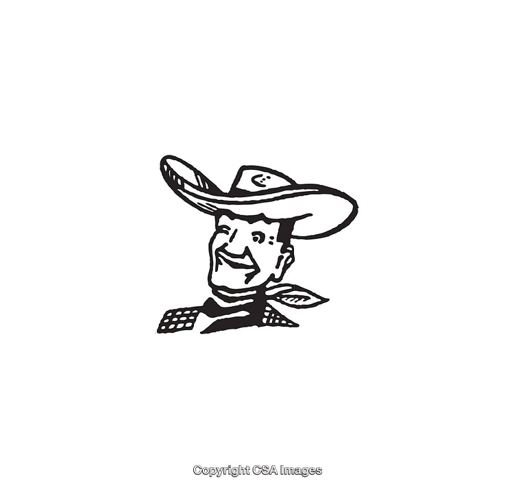 Vintage Cowboy Line Art Illustration with Bold Character Design
