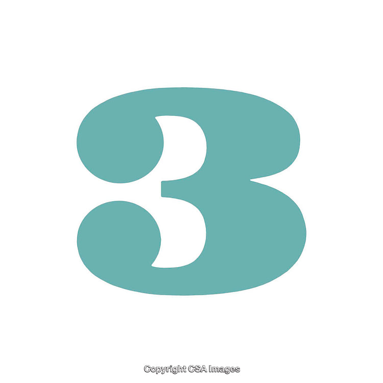 Turquoise Number Three Illustration On White Background