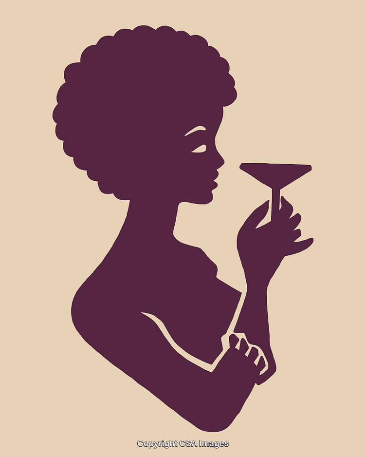 Silhouette Illustration of a Stylish Woman Holding a Cocktail Glass