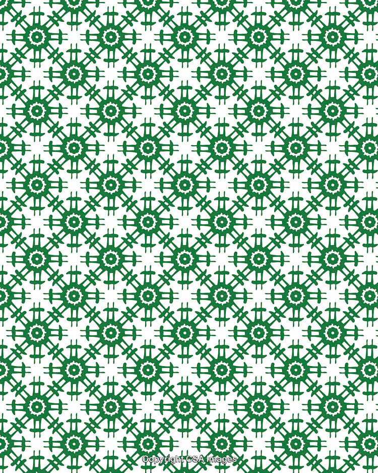Intricately Designed Green Pattern With Repeating Geometric Elements on Light Background
