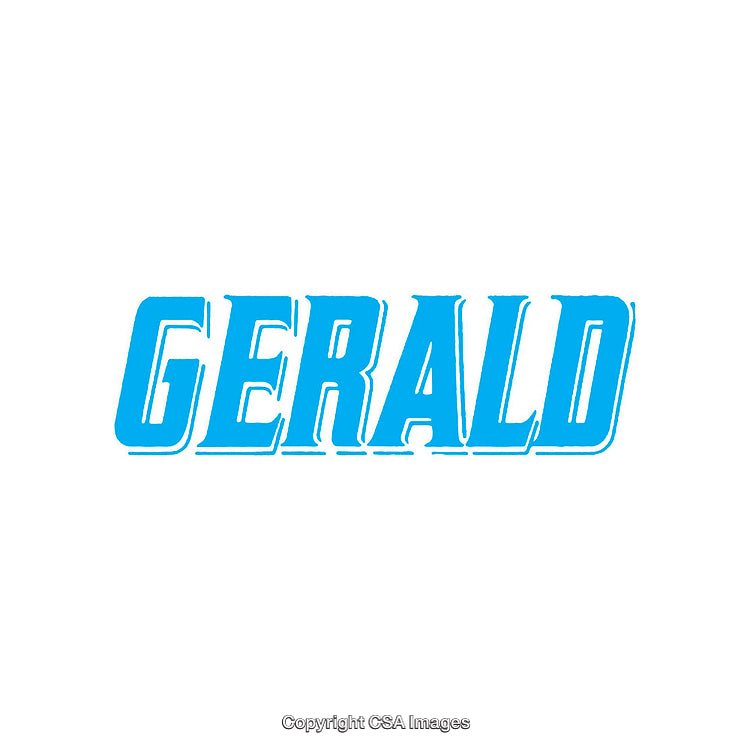 Blue Gerald Text in Bold Font on White Background