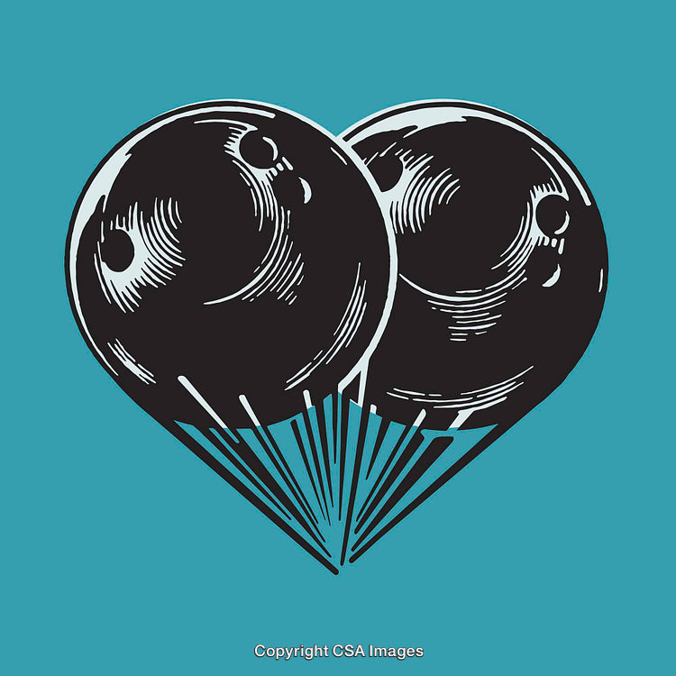 Heart Shaped Balloons Artwork in Bold Contrasting Colors