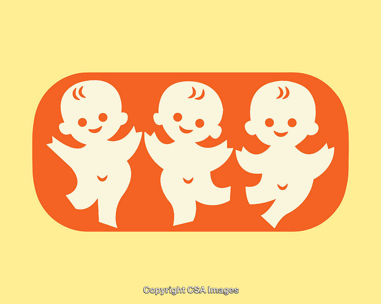 Three Cheerful Cartoon Characters in a Retro Orange and Yellow Design