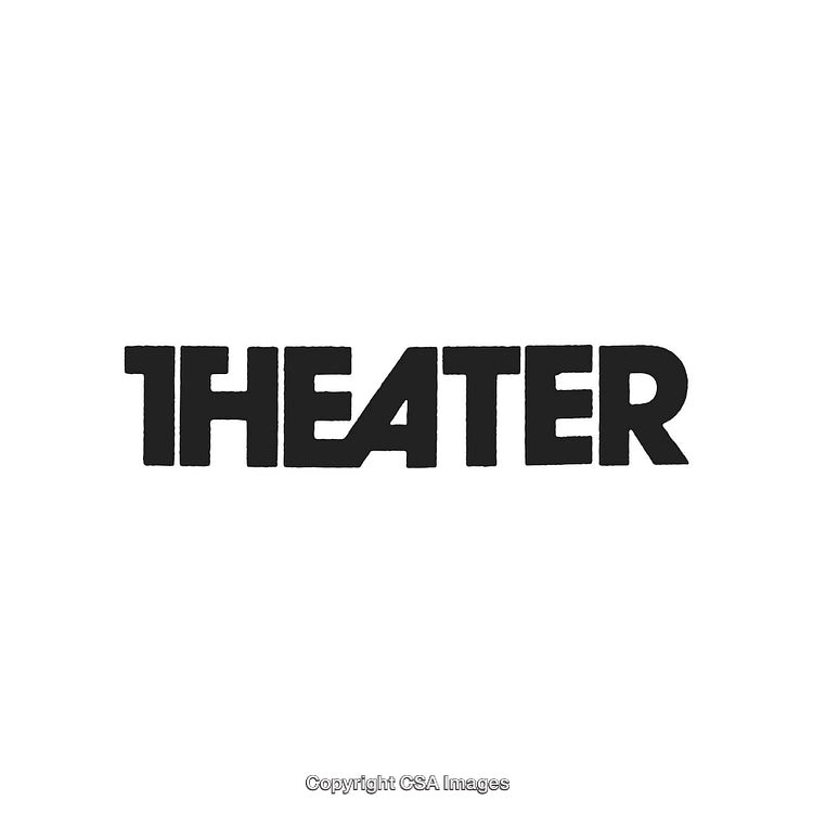 Bold Monochrome Text of the Word 'Theater' in Solid Black Letters
