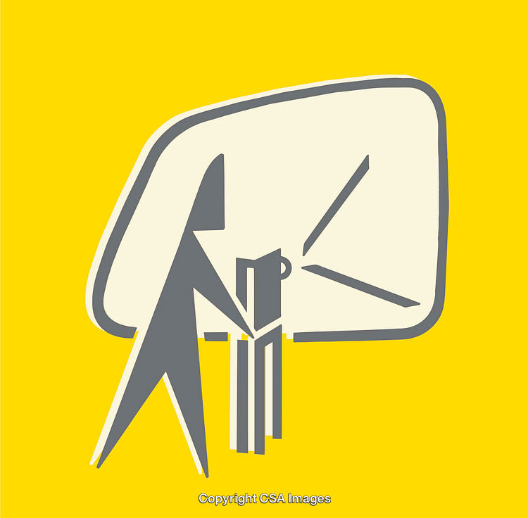 Minimalist Line Art with Person Interacting with Large Object