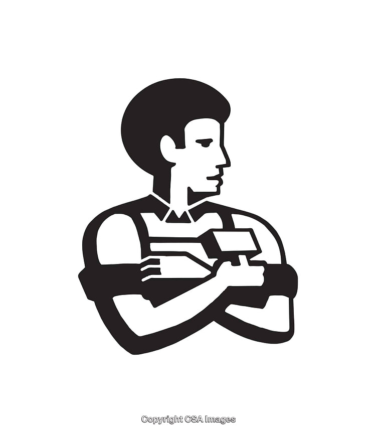 Monochrome Line Art Illustration of a Bold Character in Profile View