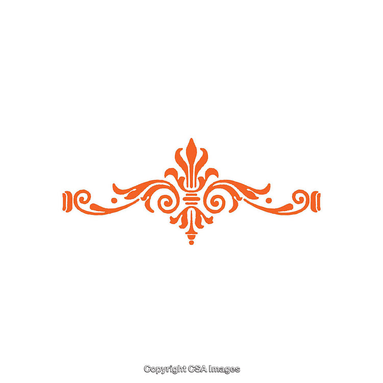 Elegant Ornamental Flourish in Orange on White Background