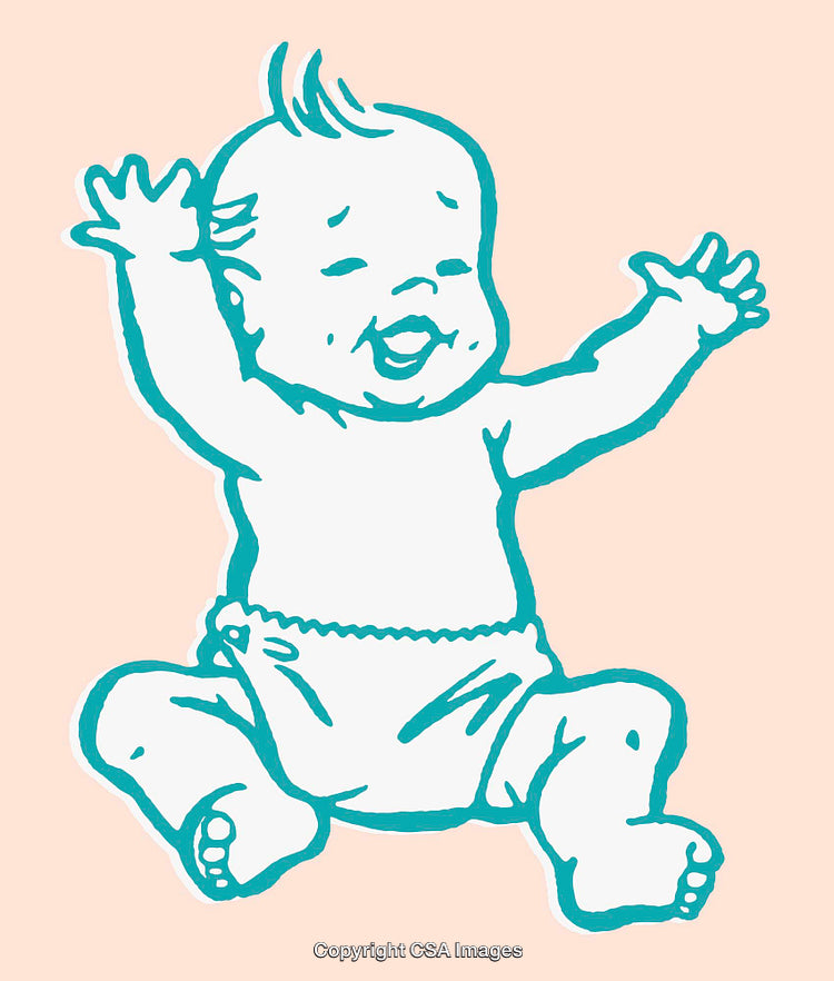 Cute Baby Illustration with Open Arms in Cheerful Line Art Design