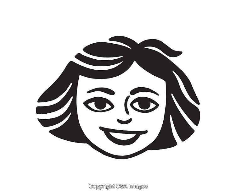 Black and White Line Art Illustration of a Smiling Face