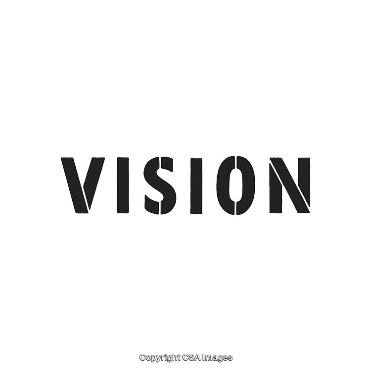 Black Stenciled Vision Word Marked on Clean White Background