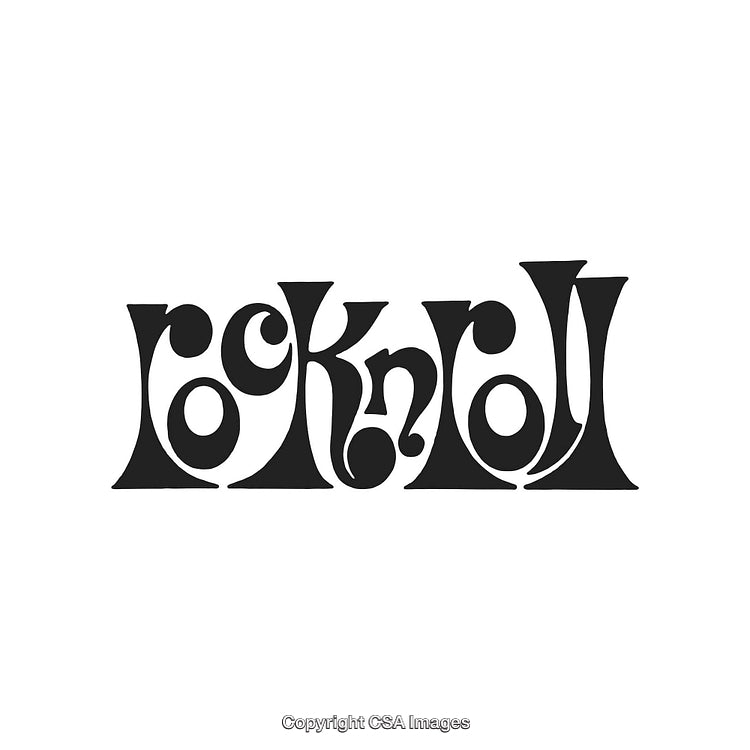 Artistic Retro Rock And Roll Typography Design With Bold Black Font