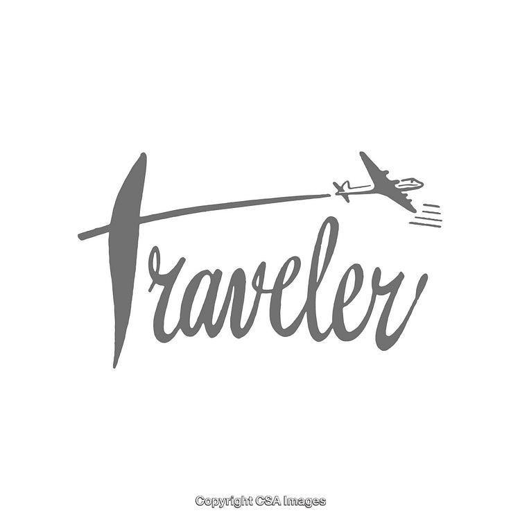 Monochrome Traveler Logo Featuring Airplane Design With Stylish Typography