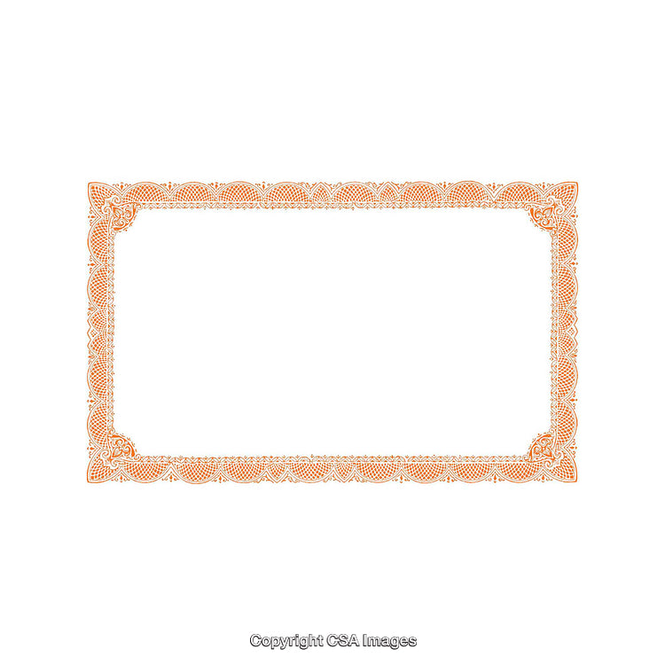 Ornate Rectangular Frame with Intricate Patterns in Orange Color Theme