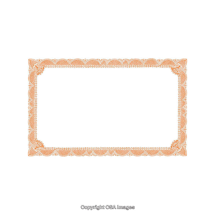 Ornate Rectangular Frame with Intricate Patterns in Orange Color Theme