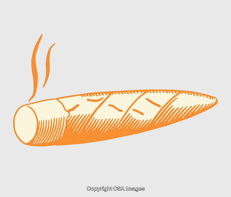 Detailed Line Art Illustration of a Smoking Cigar Drawing