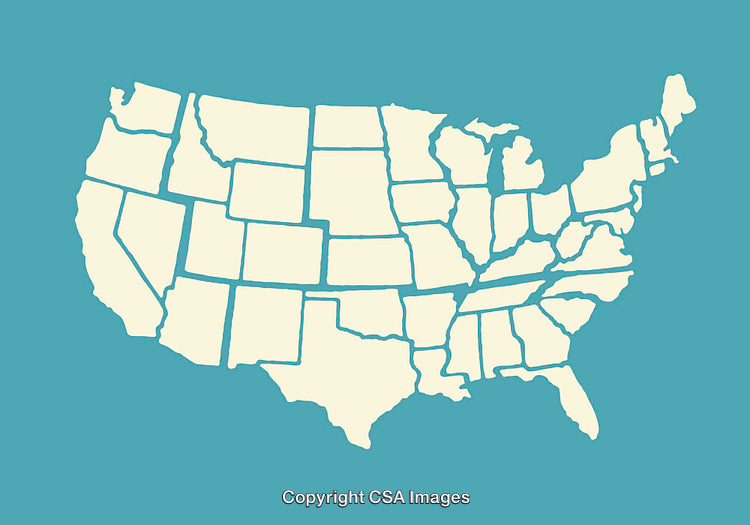 Illustrated Map of the United States with State Outlines