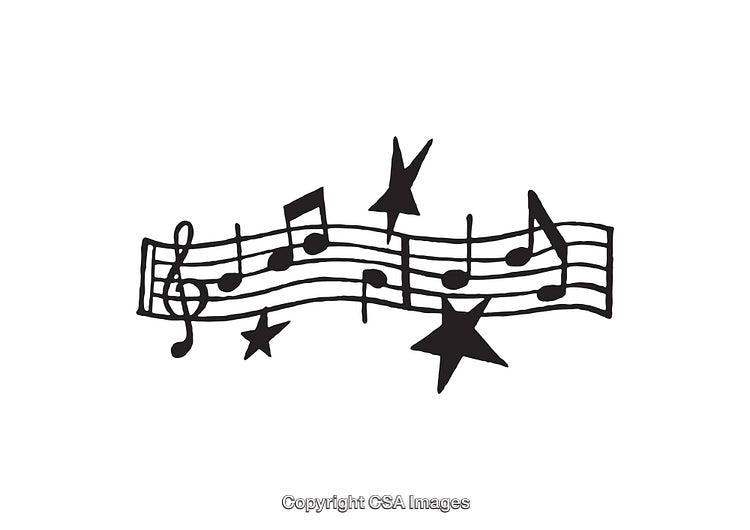 Simple Black and White Music Notes with Star Accents