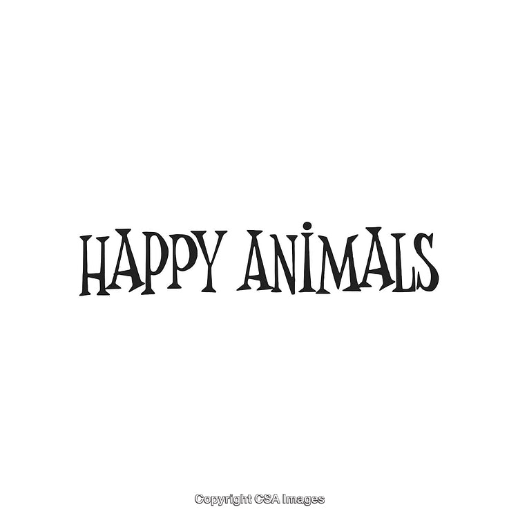 Black Text Happy Animals With Simple Font Style on White Background