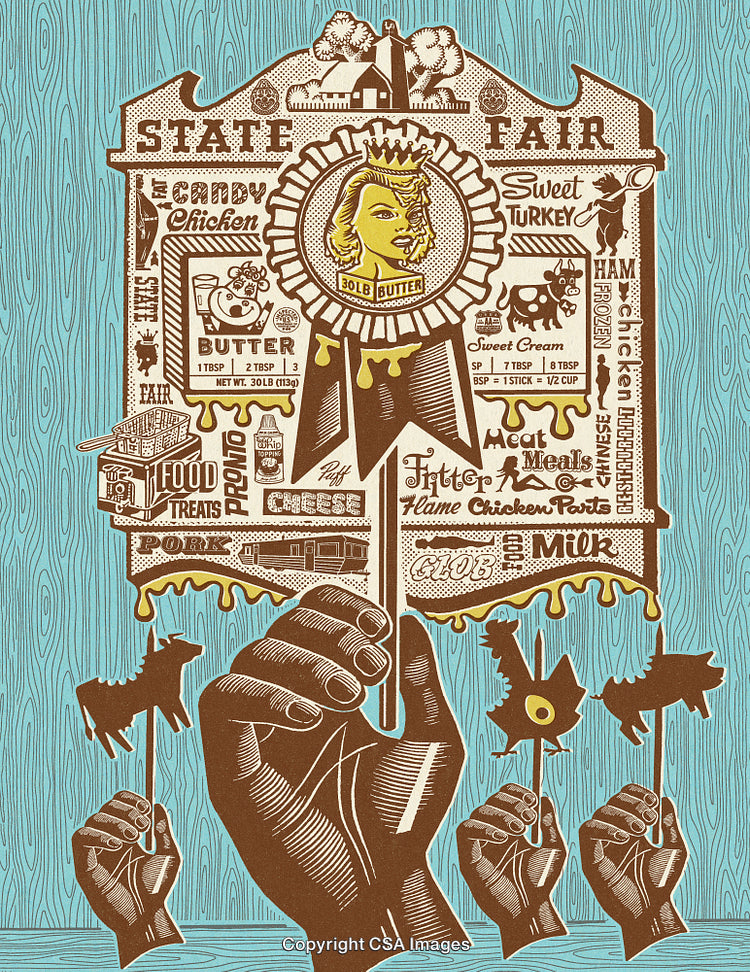 Retro State Fair Poster with Vintage Icons and Illustrations