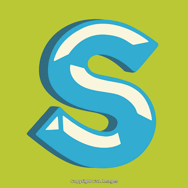 Bold Blue Letter S on a Bright Green Backdrop