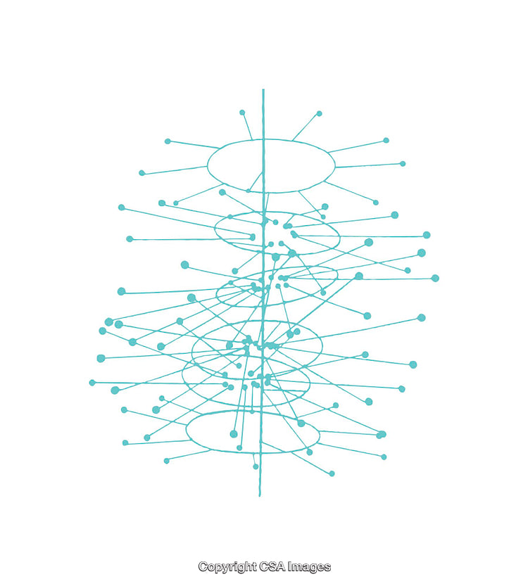 Abstract Network Diagram with Connected Nodes and Circular Layers