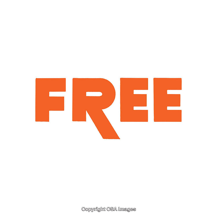 Minimalist Text Graphic with 'Free' in Bold Orange Font Style