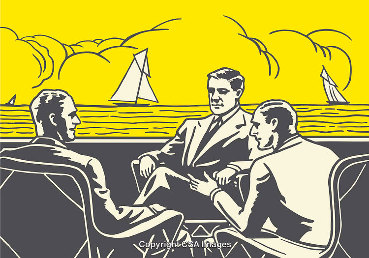 Illustration of Businessmen Having a Meeting with Sailing Theme