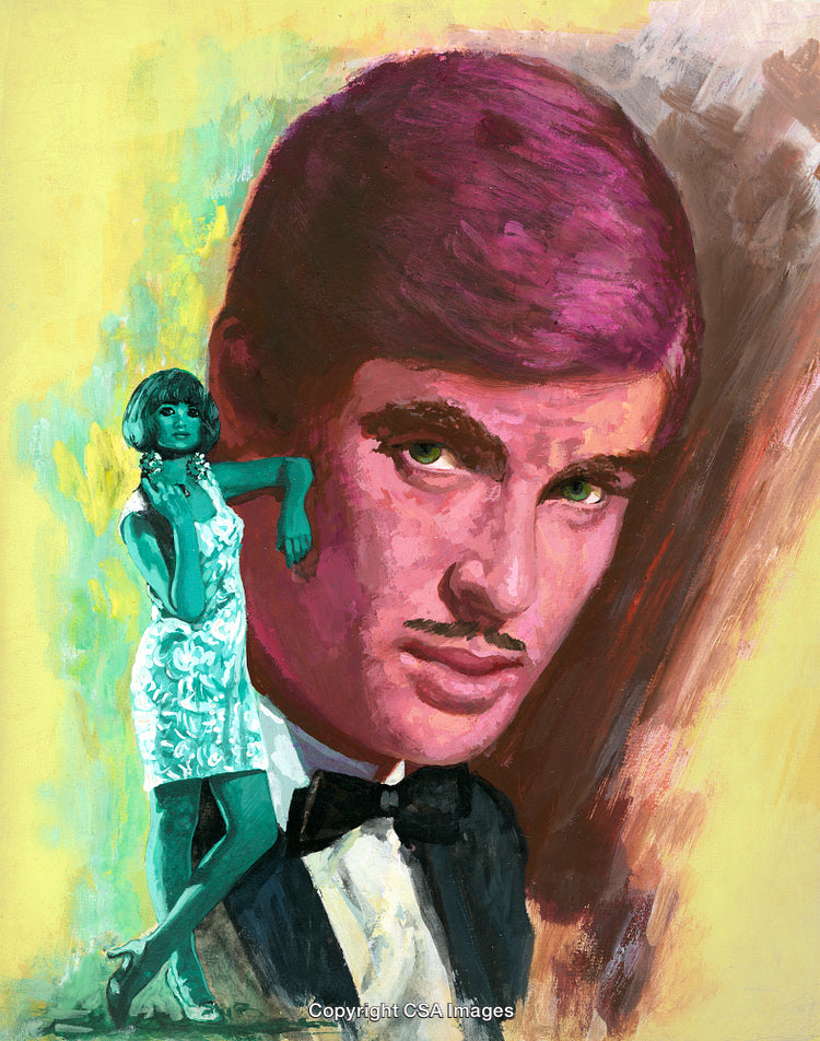 Colorful Portrait With Retro Art Style Featuring Woman and Man
