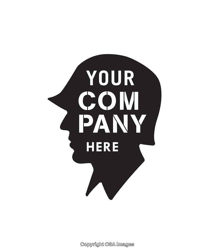 Silhouette Design Featuring Military Helmet and Customizable Company Text