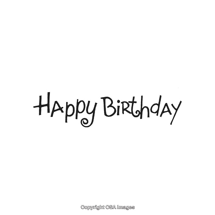 Happy Birthday Greeting Text with Handwritten Calligraphy Style on White Background