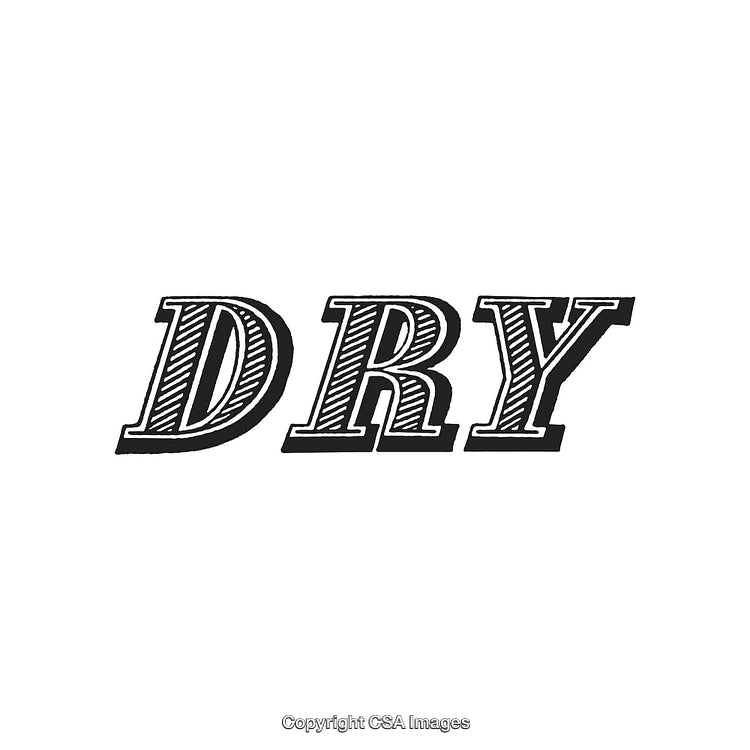 Minimalist Typographic Artwork Featuring the Word Dry in Retro Font Style