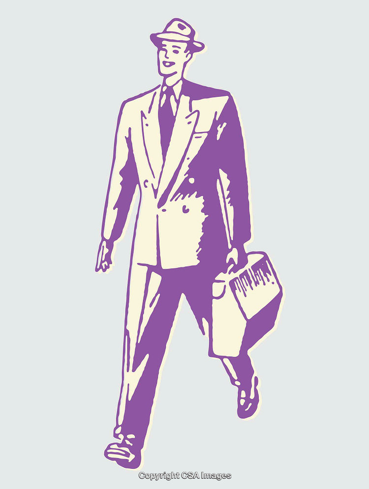 Vintage Style Illustration of a Businessman Carrying a Briefcase
