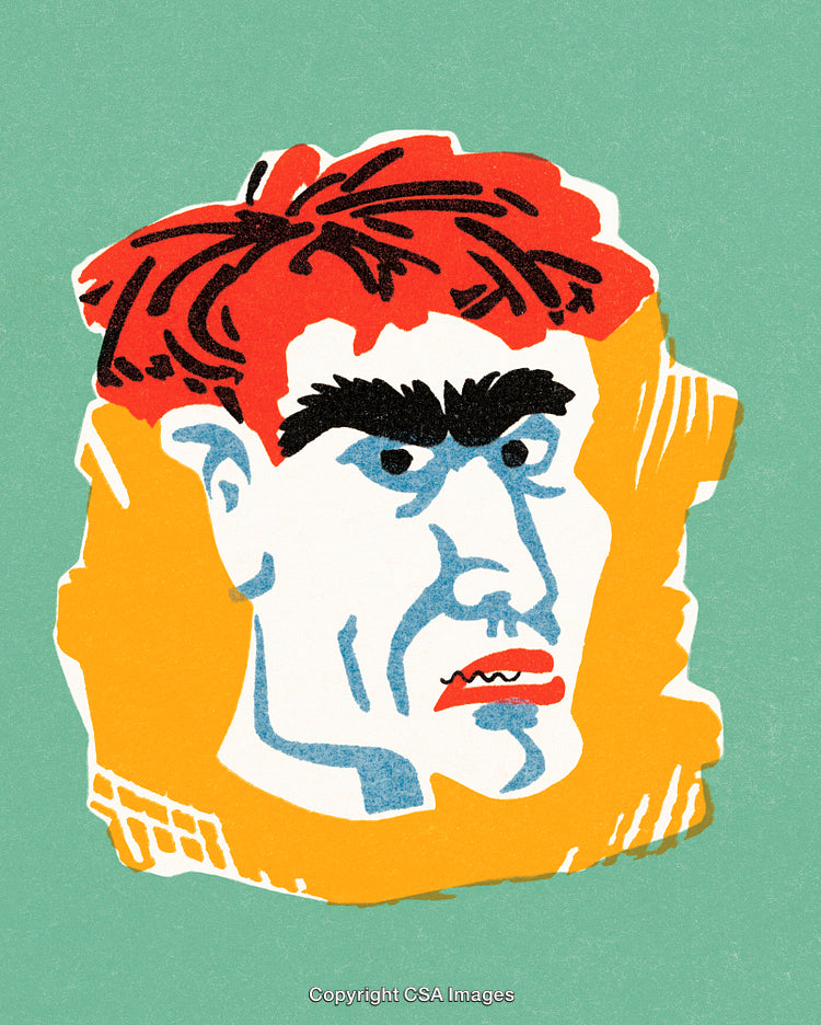 Colorful Abstract Portrait of a Male Face with Expressive Features