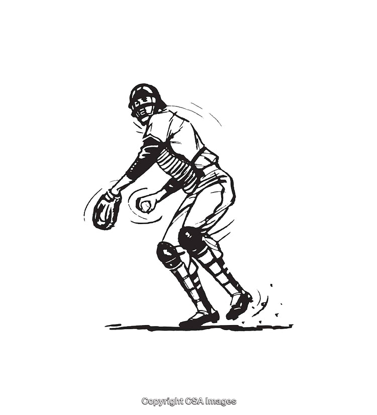 Vintage Black and White Illustration of a Baseball Game Scene