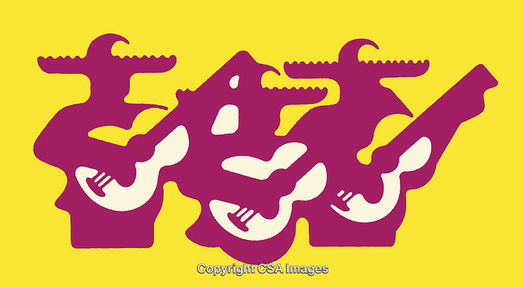 Vivid Abstract Illustration of Musicians with Bold Colors and Unique Designs