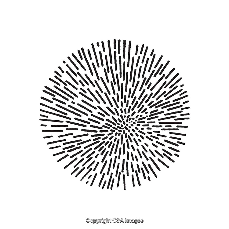Abstract Black and White Circular Shape with Radiating Lines